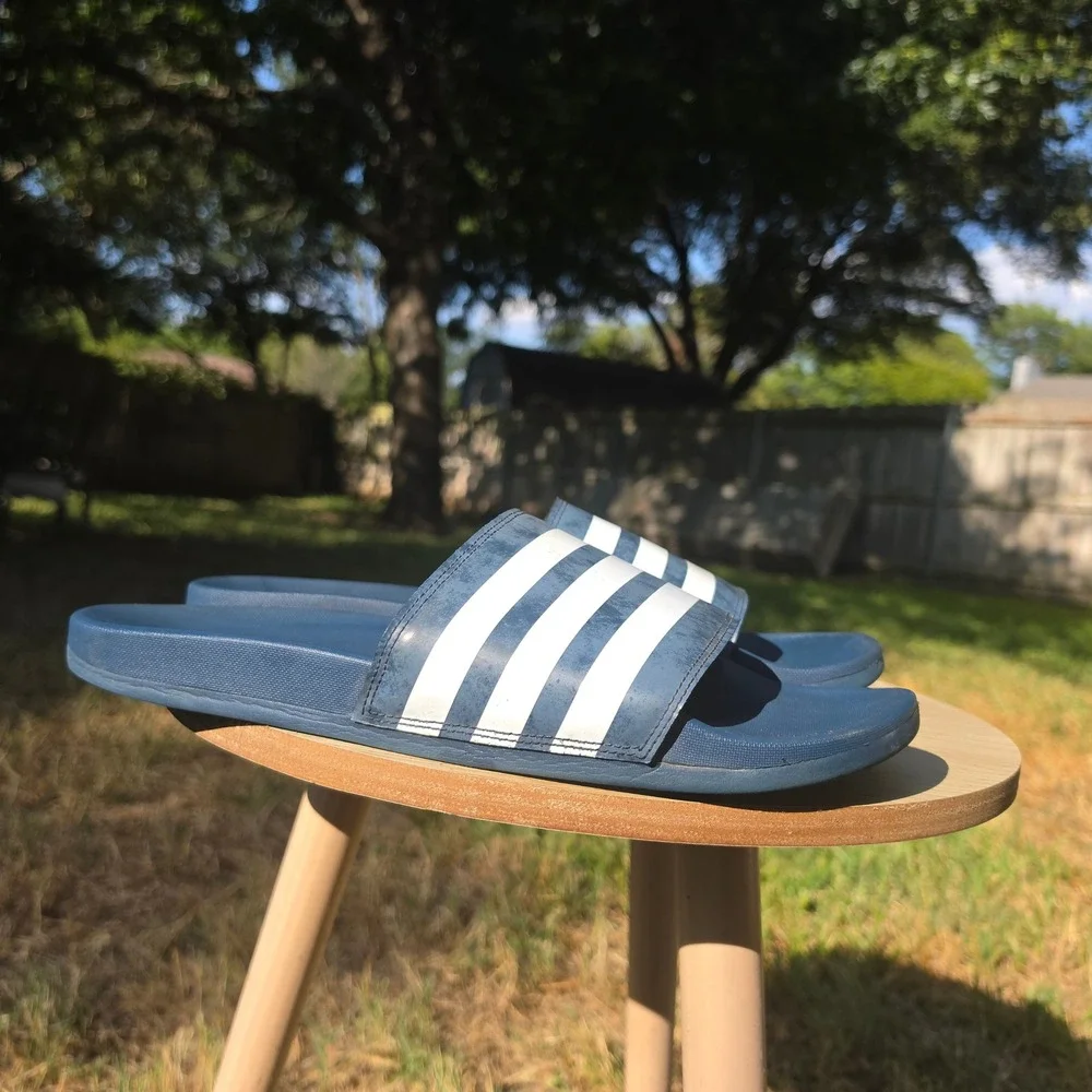 Adidas Adilette Shower Slides Mens 13 Navy Blue White FZ1752 Athletic Sandals